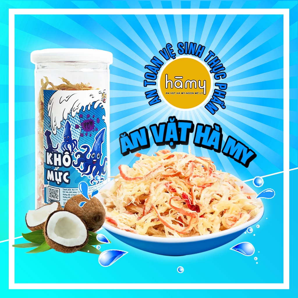 Khô mực hấp dừa xé sợi hũ 250g siêu ngon, đồ ăn vặt Hà My
