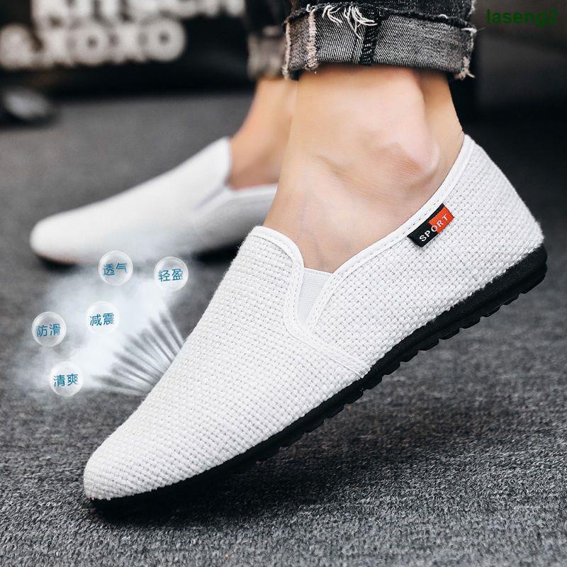 Giày Lười Vải Lanh Thoáng Khí Thời Trang Mùa Hè Cho Nam