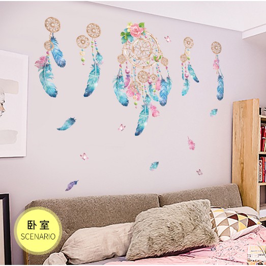 [FREE_SHIP] Decal dán tường Vòng may mắn dreamcatcher - Tranh dán tường Vòng may mắn dreamcatcher