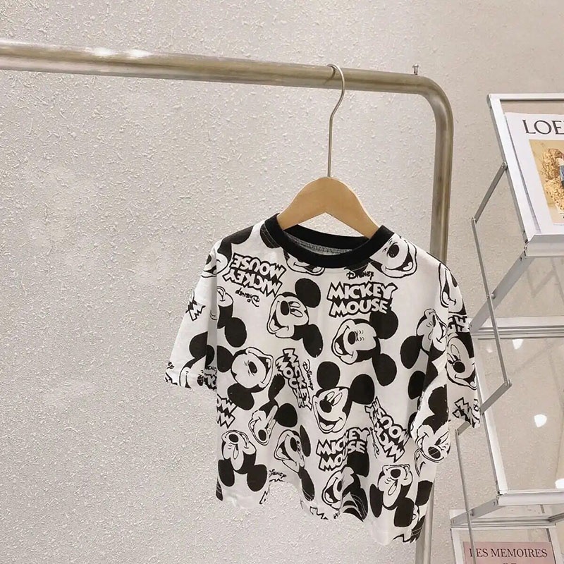 Áo Thun Ngắn Tay In Họa Tiết Hoạt Hình Xinh Xắn Theo Phong Cách Mùa Hè Hàn Quốc Dành Cho Bé