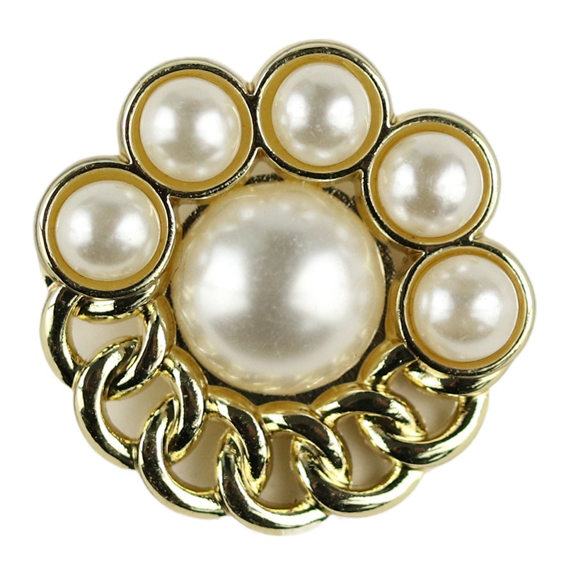 Bộ 5 Nút Áo Hình Hoa Đính Ngọc Trai Giả Bằng Kim Loại Thời Trang Cho Nữ