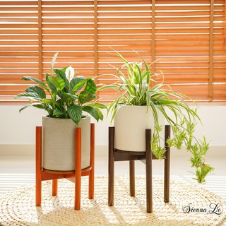 Chân Giá Đỡ Chậu Hoa Gỗ Cao Su Phong Cách Mid Century - Cao 40.6cm x Rộng 32.8cm - Phù Hợp Chậu Hoa Có Đường Kính 26.7cm