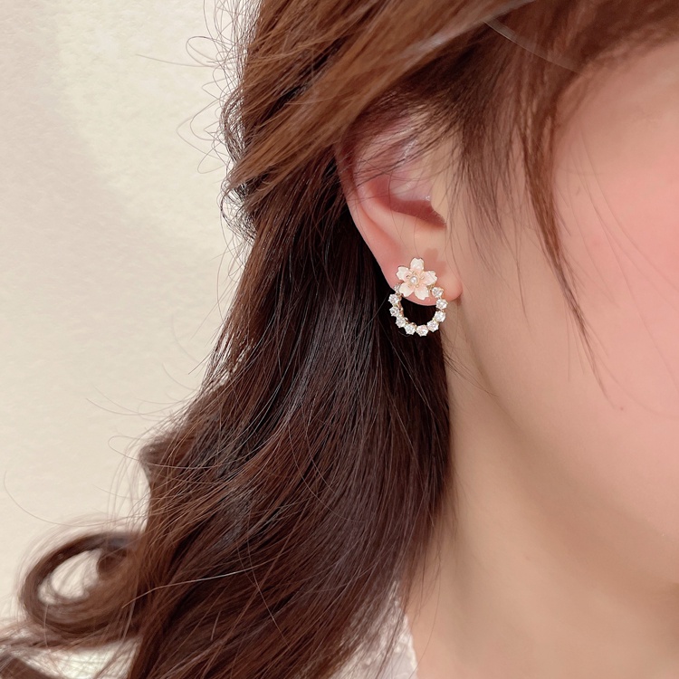 Khuyên Tai Hình Hoa Đính Đá Zircon Sang Trọng Cho Nữ