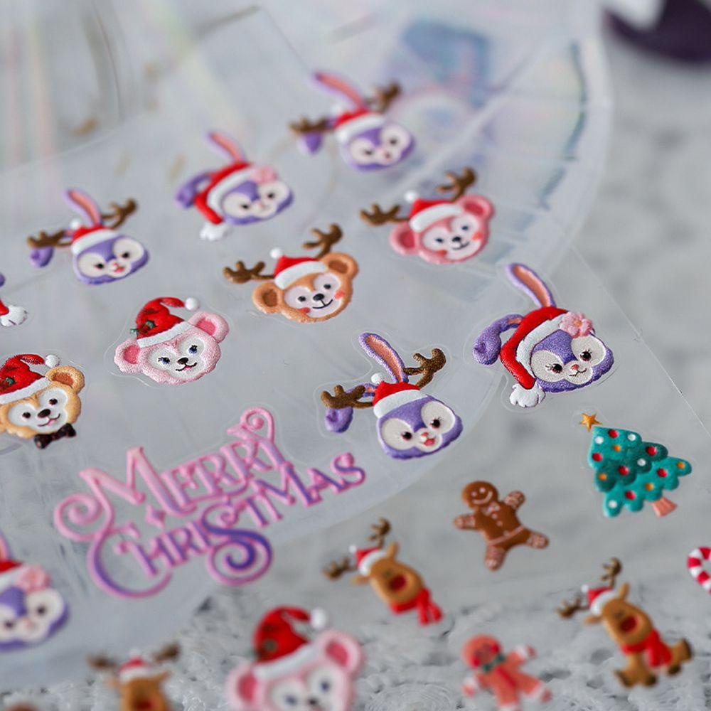 OCEANMAP Miếng Dán Trang Trí Móng Tay Họa Tiết Hoạt Hình Phong Cách Giáng Sinh