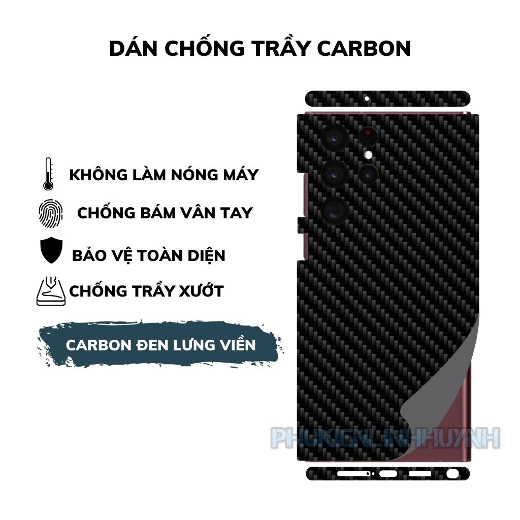 Samsung S22 Ultra_Dán Film Carbon mặt lưng chống trầy, không bám vân tay