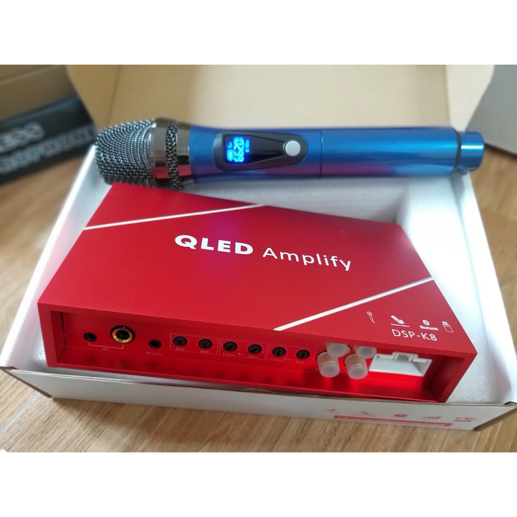 Bộ Amply DSP Kèm Mic Hát Karaoke Trên Xe Ô Tô Dùng Màn Hình Android Cắm Giắc Zin Không Phải Đấu Nối