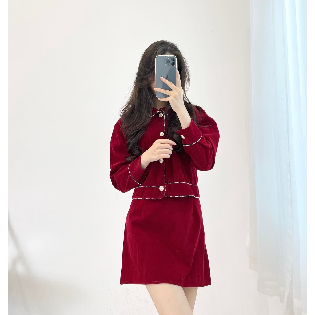 (FREESHIP) Set nhung viền trắng hàng quảng châu Miho house