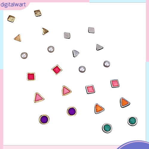 Set 6 cặp khuyên tai thiết kế hình học độc đáo nhiều màu sắc cá tính dành cho nữ