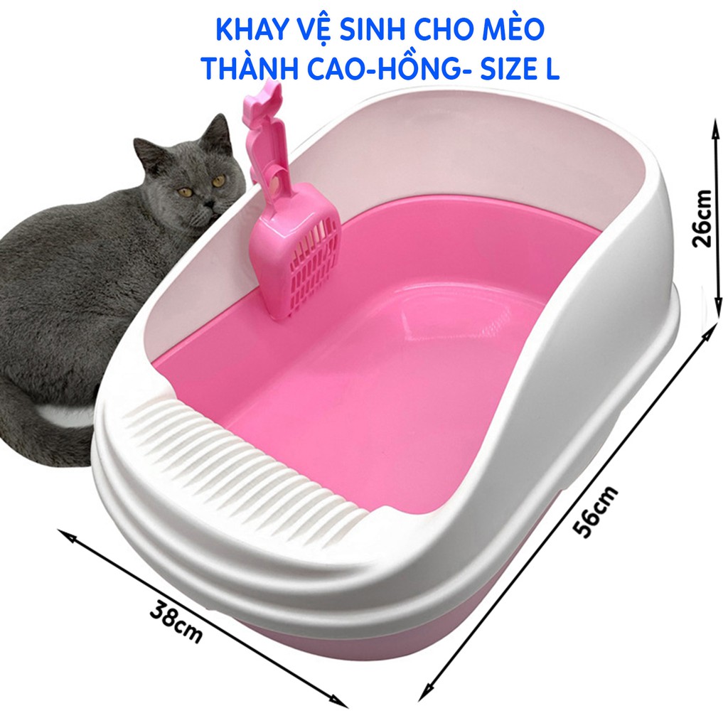 Khay vệ sinh thành cao chống văng cát cho mèo cỡ to Size L và cỡ vừa size M