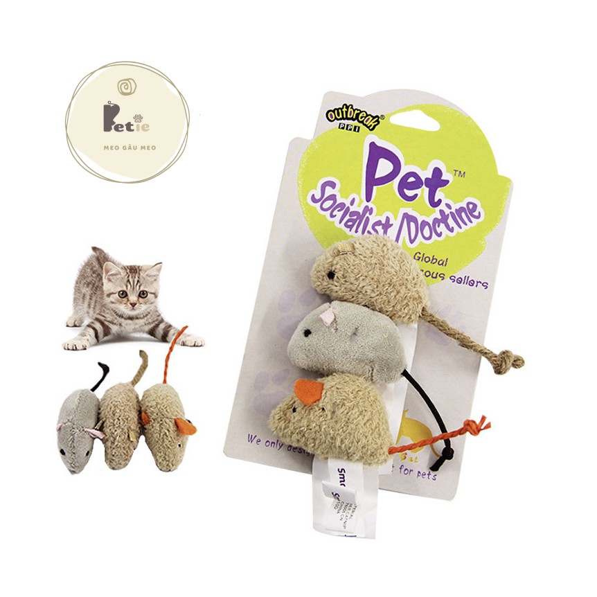 Combo 3 chú chuột vải đồ chơi cho mèo siêu đáng yêu