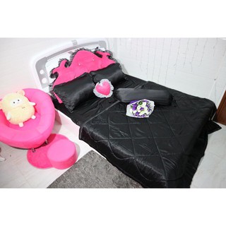 Bộ chăn ga gối phi lụa màu đen sang chảnh (chọn màu)