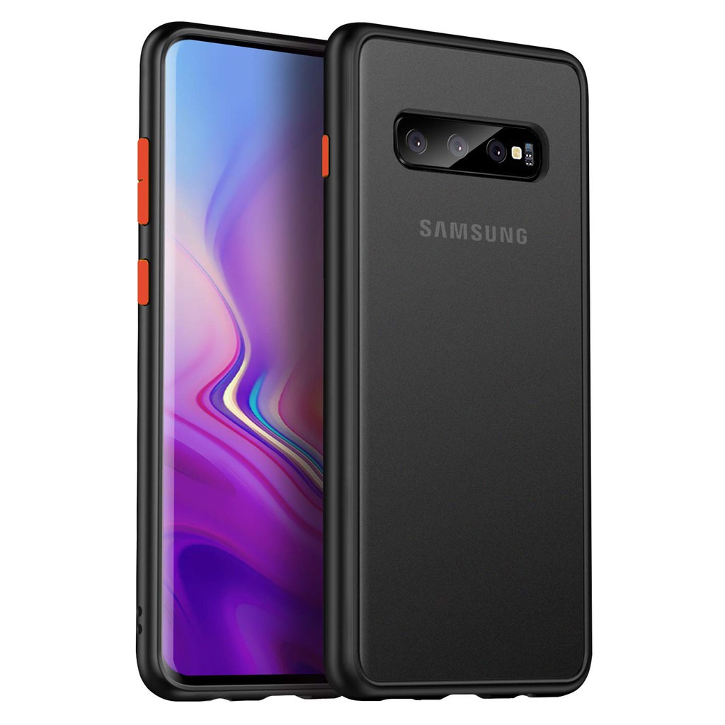 Ốp điện thoại cứng mặt nhám bán trong suốt viền silicon mềm dành cho Samsung Galaxy S10 S10e Plus S10+ S8 S9 Note 8 9