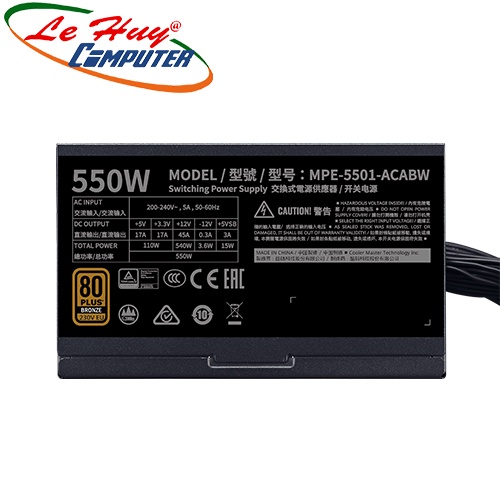 Nguồn máy tính Cooler Master MWE Bronze V2 550w 230V
