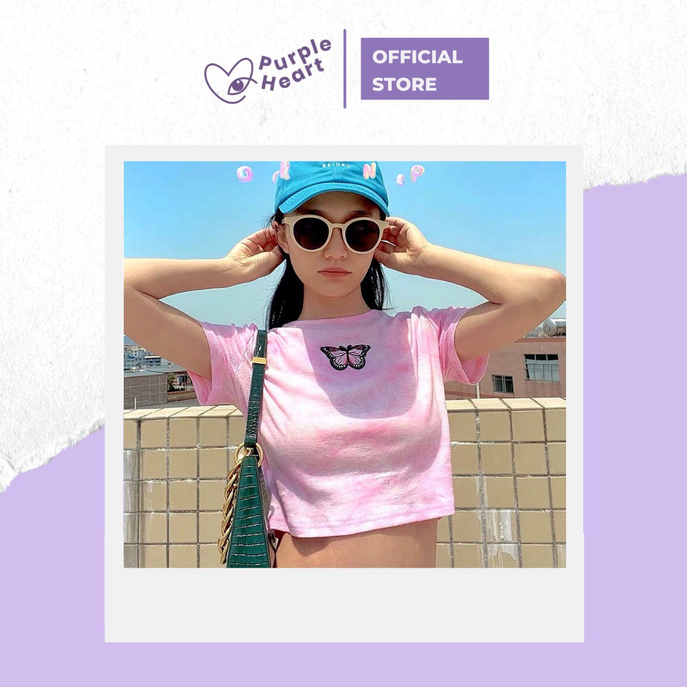 Asher Top - Áo thun croptop loang màu cho nữ Purple heart