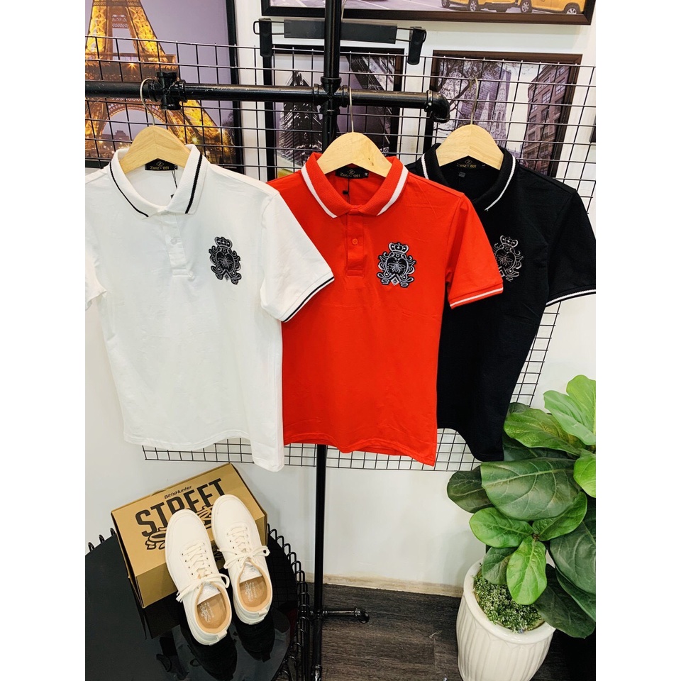 Áo thun nam cao cấp có cổ tay ngắn, áo polo nam thuê logo vải cotton co dãn dày dặn 3 màu