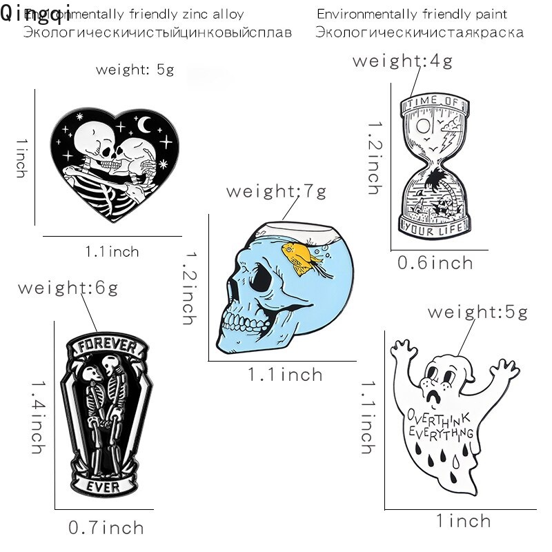 Ghim cài áo Miss Zoe bằng kim loại hình bộ xương nhiều kiểu tùy chọn thời trang cá tính