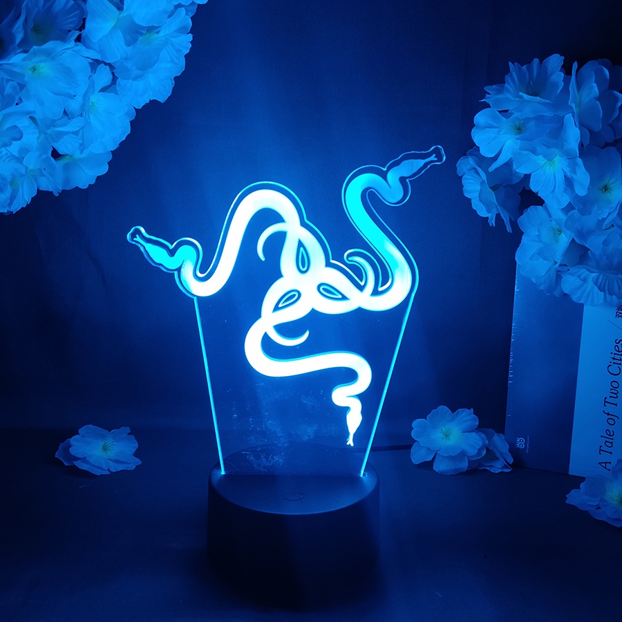 Đèn LED Cảm Biến Chiếu Hình Logo Game Razer 3D Độc Đáo