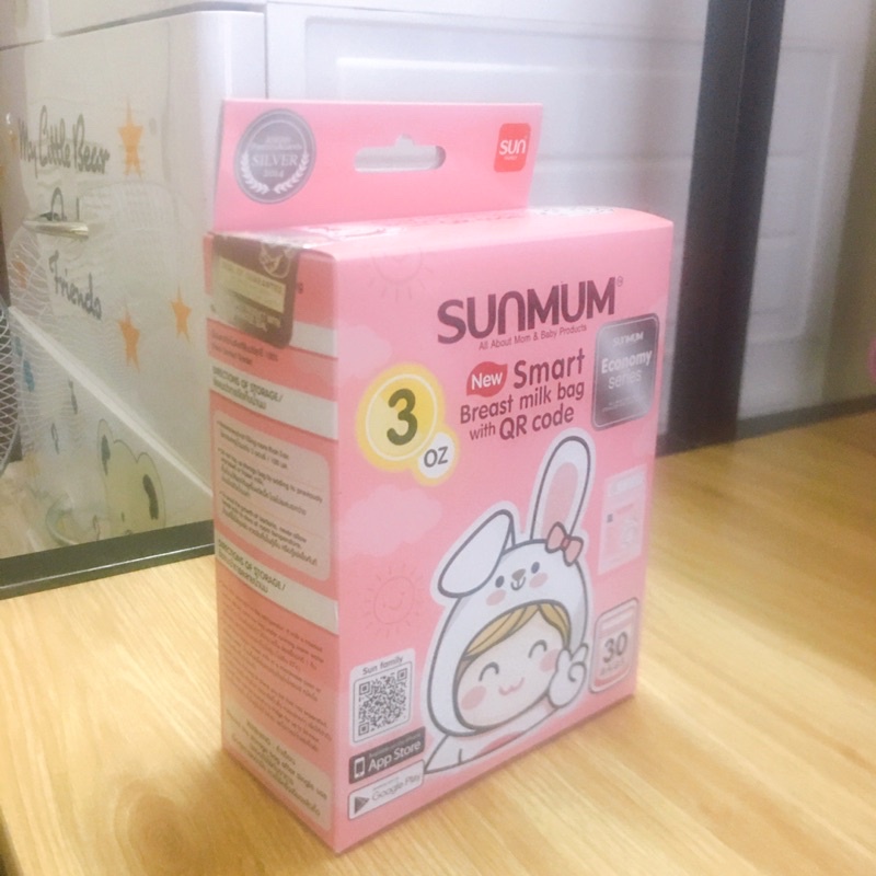 Hộp 30 Túi Trữ Sữa Sunmum 100ml Thương Hiệu Thái Lan Màu Hồng, 3 Khoá Zip, Vạch Chia Đựng Tối Đa 150ml