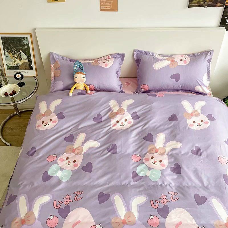 Bộ chăn ga cotton poly Shopquy mẫu đáng yêu Thỏ Love. Chăn ga gối phong cách hàn quốc