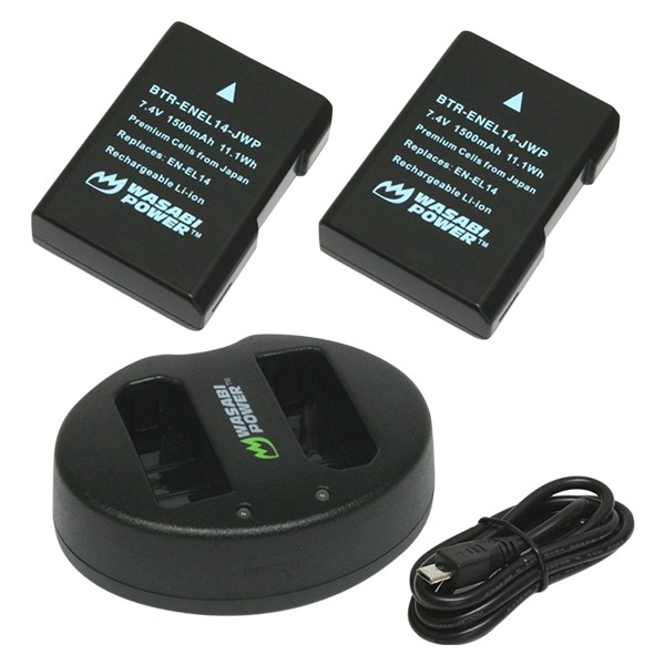 Bộ Pin Cáp Sạc WASABI Cho Nikon EN-EL14