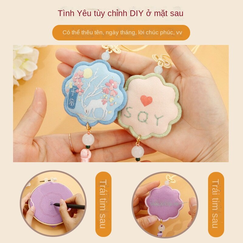 Mặt dây chuyền phước lành Ping'an thêu tay Tự làm món quà sinh nhật tự làm cô gái tặng bạn trai, bạn gái và những người yêu thích món quà đi lạc
