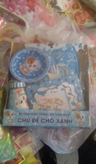 Bộ trang trí sinh nhật cún xanh- mega set