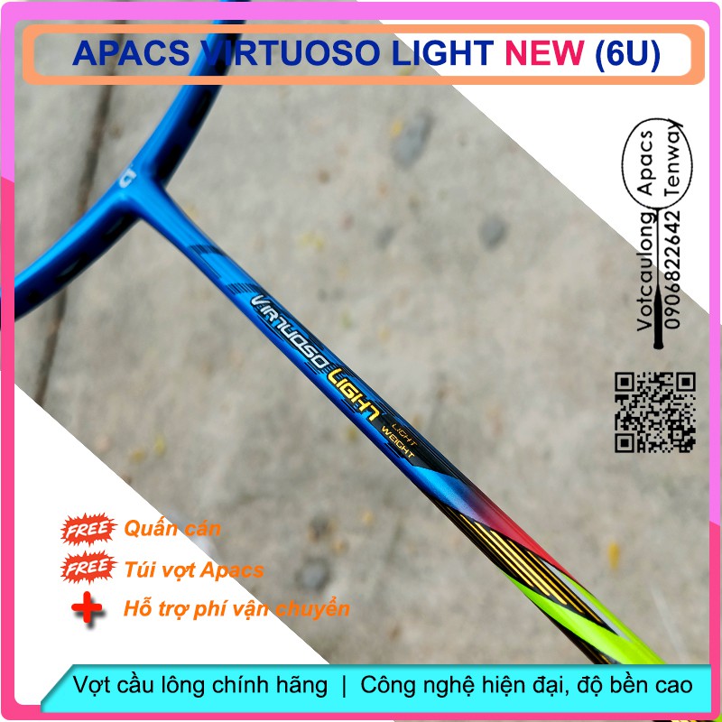 Vợt cầu lông Apacs Virtuoso Light - 6U  - nhẹ tựa lông hồng, màu sắc tươi trẻ