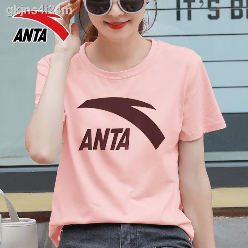 Anta ngắn tay áo thun nữ trang web chính thức hàng đầu năm 2021 mùa hè mới cổ tròn nửa tay ngắn T thoáng khí thể thao hà