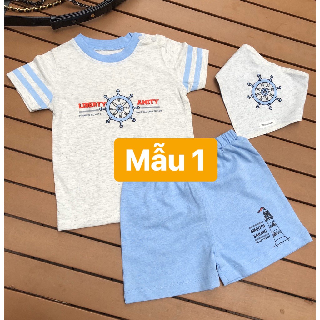 Bộ Momma cộc tay cài vai kèm yếm 6M-9M