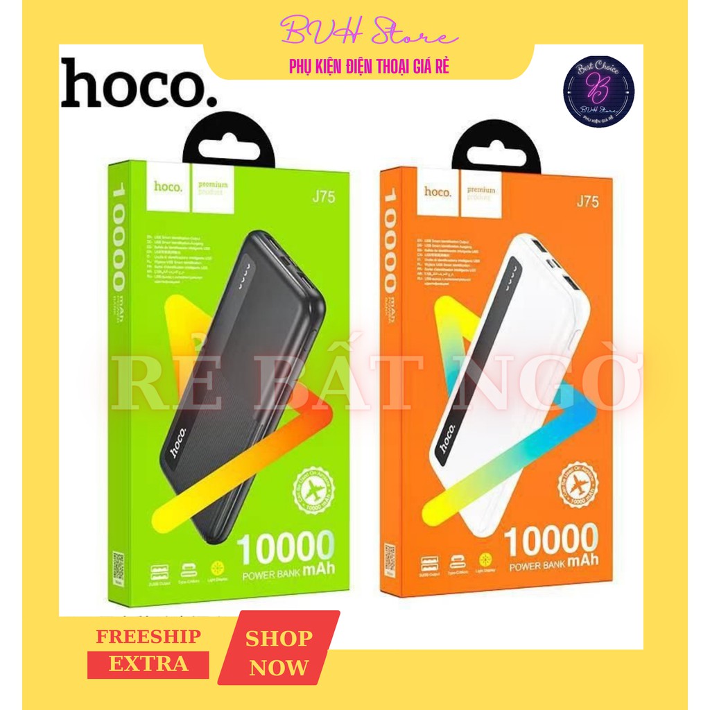 Pin sạc dự phòng Hoco J75 10.000mAh ❤️FREESHIP❤️ - Màn LED hiển thị pin - Sạc Nhanh 2 cổng USB 5V-2A