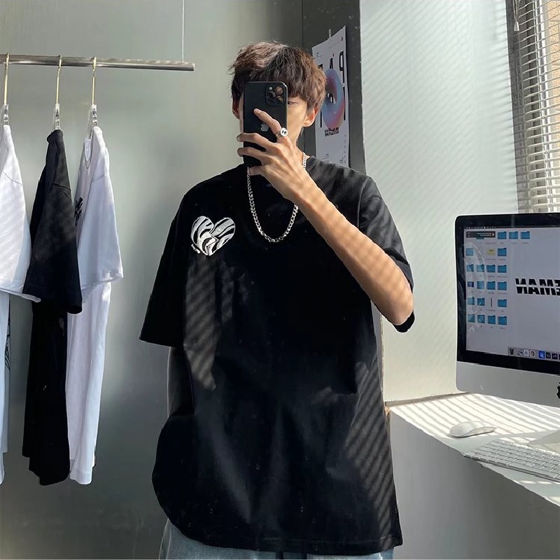 Áo Thun Tay Ngắn Dáng Rộng In Chữ Phong Cách Hip Hop Nhật Bản Thời Trang Mùa Hè Cho Nam Cỡ Lớn M-8XL