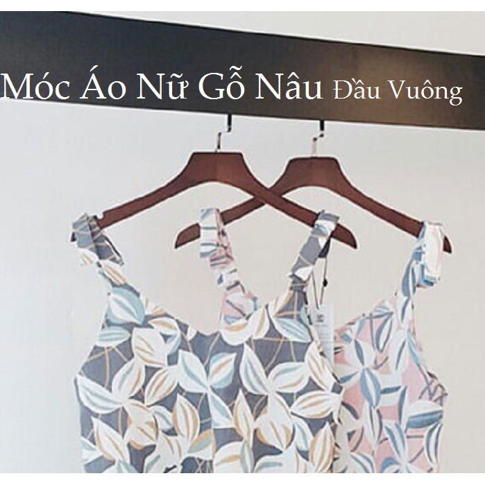 Móc Áo Nữ Gỗ Nâu Đầu Vuông GIÁ SỈ