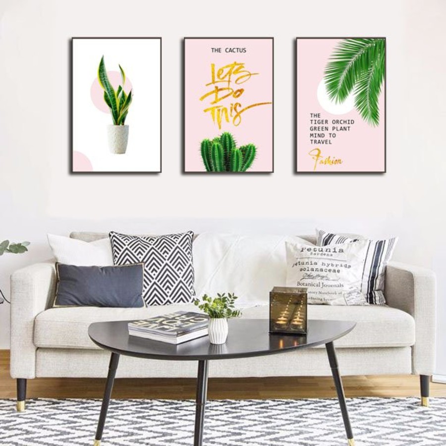 Bộ 3 Tranh canvas treo tường Lala chủ đề nghệ thuật cực đẹp trang trí phòng ngủ kèm đinh 3 chân đa năng