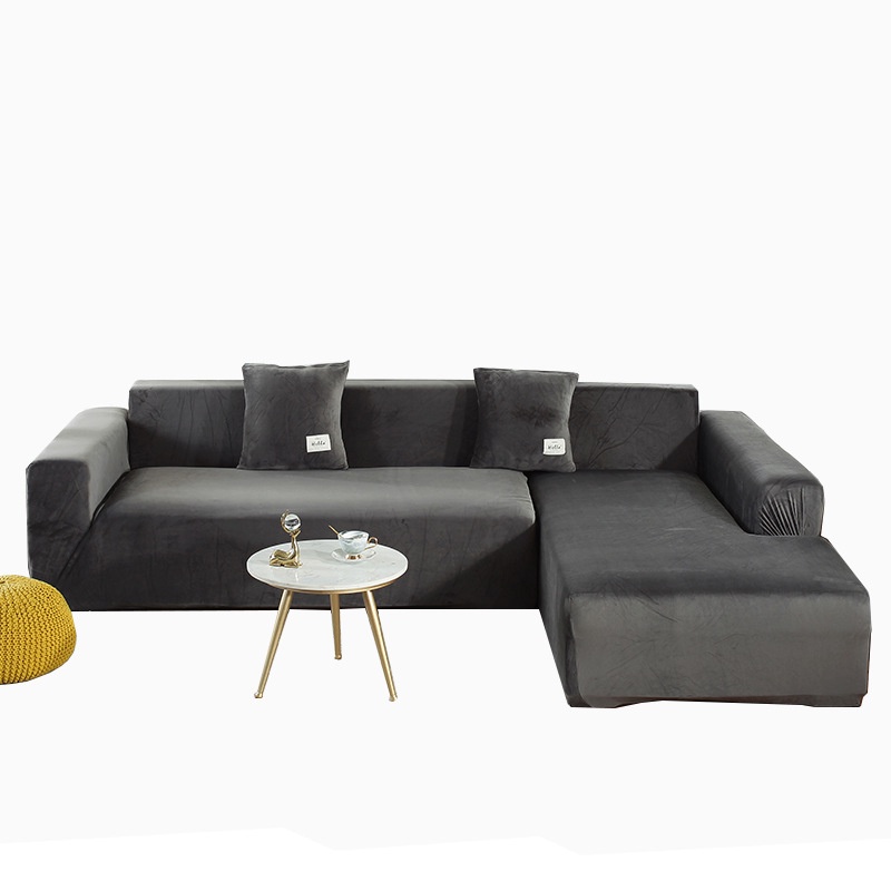 Vỏ Bọc Ghế Sofa 1 / 2 / 3 / 4 Chỗ Ngồi Hình Chữ L Bằng Nhung Co Giãn Trang Trí Phòng Khách
