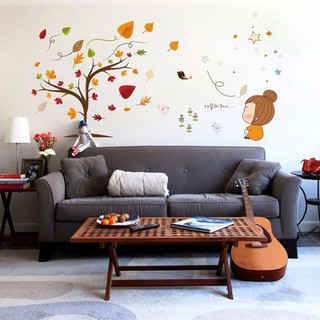 Decal dán tường cho bé hình lá phong