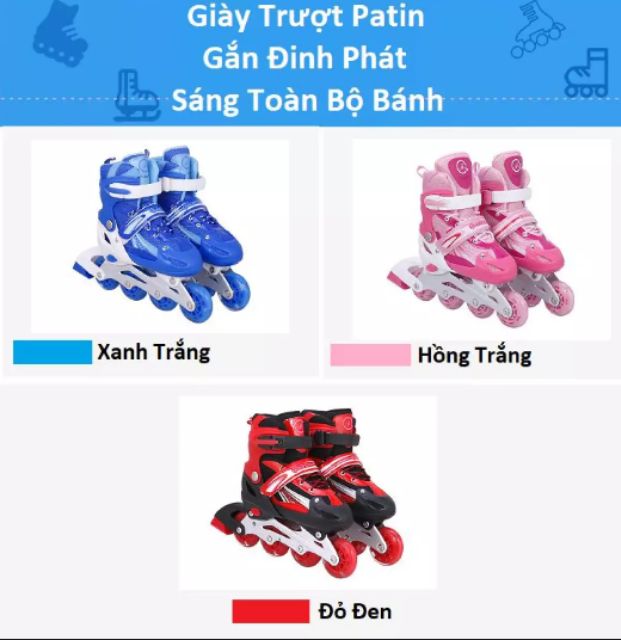 Giày Patin Đinh Phát Sáng - Màu Hồng