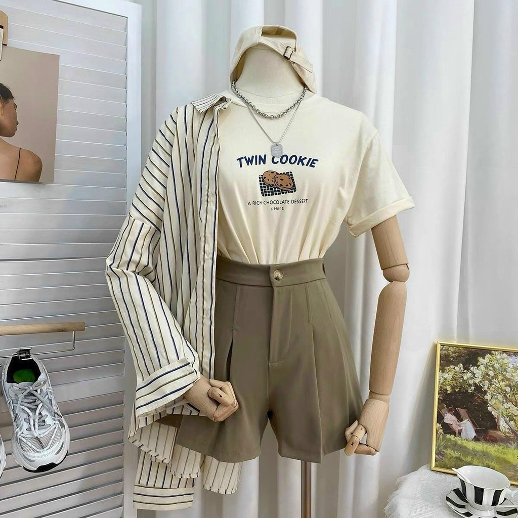 Quần Short Cạp Cao Kiểu Dáng Hàn Quốc Hottrend Trẻ Trung Ống Rộng Dáng Váy Mã 306