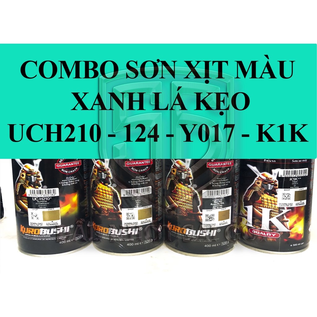 [ COMBO 4 CHAI ] Sơn xịt samurai xanh lá keo candy UCH210 - 124 - Y017 - K1K