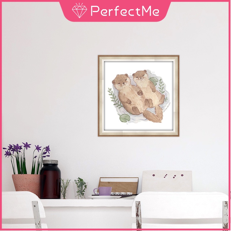 Bộ tranh đính đá 5D tự làm hình động vật đáng yêu kích thước 30x30cm