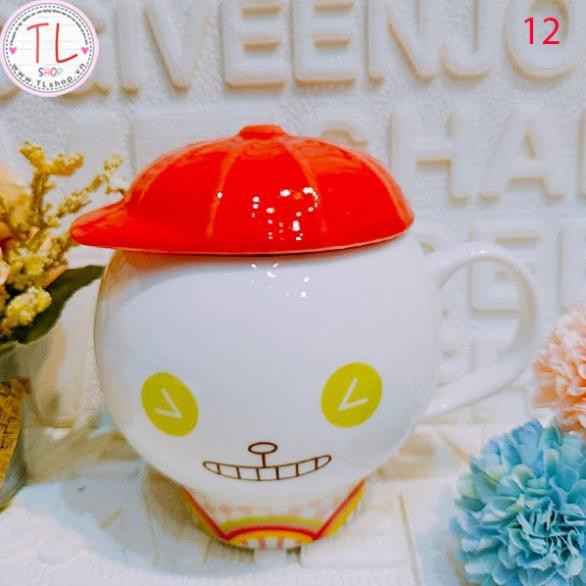 Ly sứ - Cốc sứ - Ly sứ hình mặt cười - hình chú bé đội nón - Ly sứ có nắp hình nón - Ly uống cà phê - Cốc uống cà phê