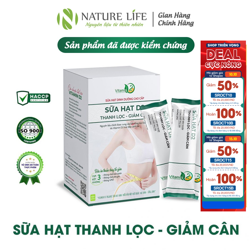 Sữa hạt thanh lọc Vitamin D2 hỗ trợ giải độc giữ dáng eo thon tự nhiên an toàn sức khoẻ - Naturelife_Official