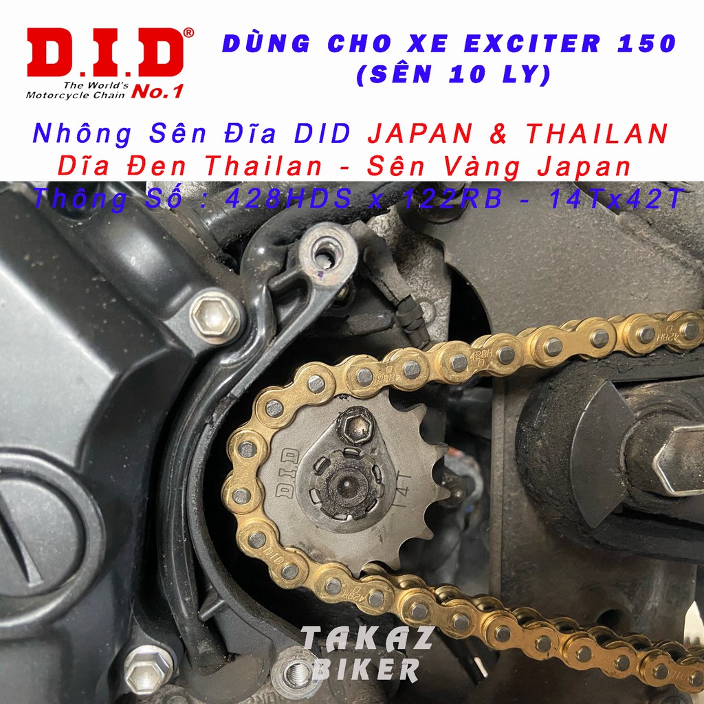 B2  Sên Vàng JP DID 428D 9 Ly - 428HD - 122L - 130L - Made in Japan DID Ya R15 V3 - FZ150 - Exciter150