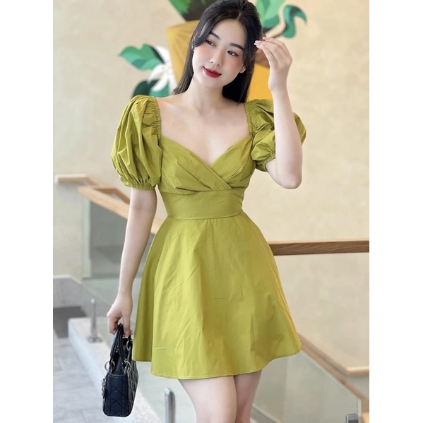 Váy Thô Tay Bồng Cổ Chun Dáng mini trẻ trung sang chảnh N7235