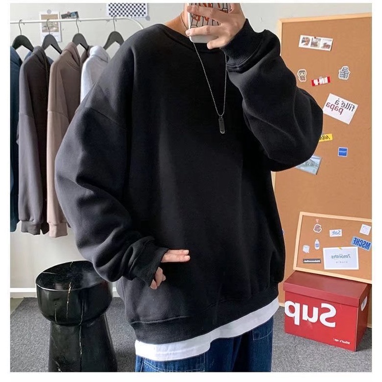 Áo sweater vải nỉ cotton dáng rộng phong cách hiphop thời trang thu đông unisex