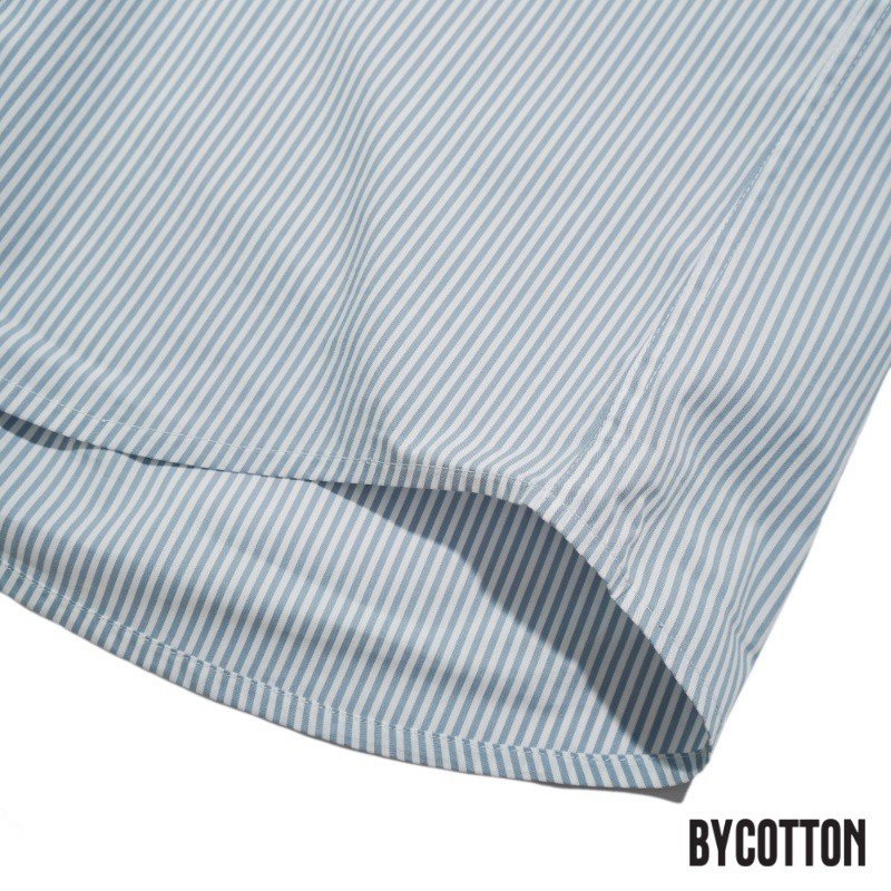 Áo Sơ Mi Dài Tay Phối Sọc BYCOTTON Small Stripes Blue Oxford Shirt