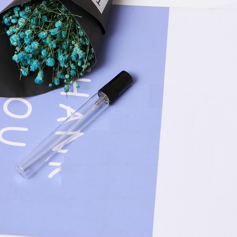 Chai chiết dung dịch nước hoa toner thủy tinh vial hình vỏ lọ trụ tròn dạng chiếc vòi xịt phun sương 10ml