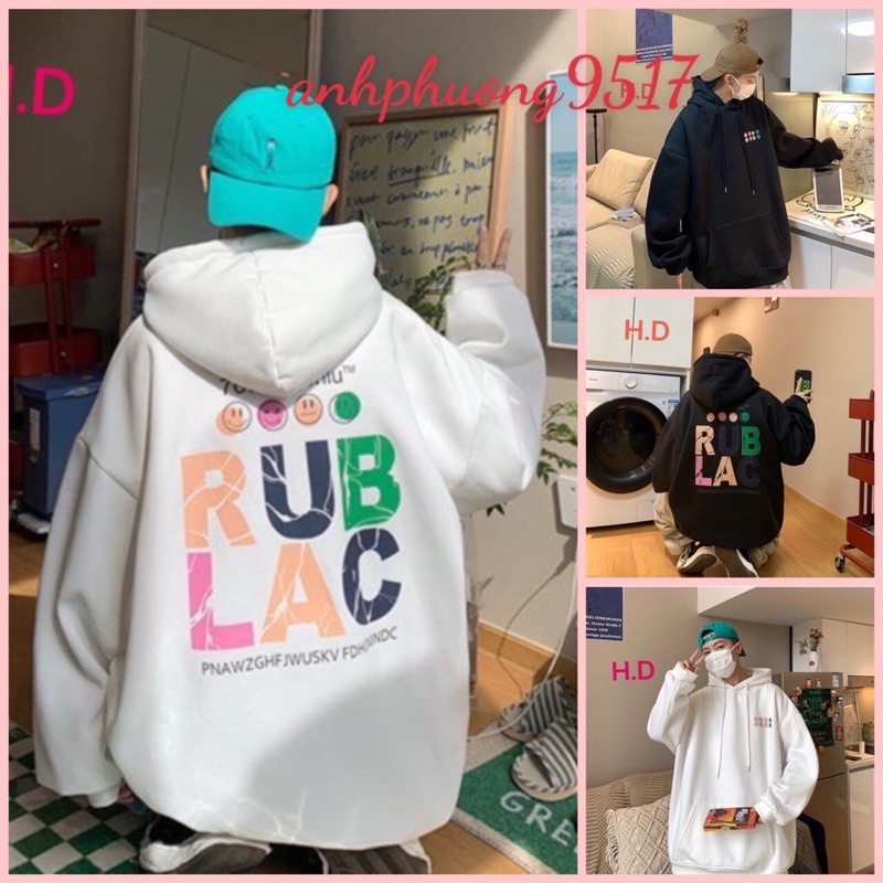 Áo hoodie RUBLAC UlzzangHodie nữ form rộng dài vải nỉ tàu giá rẻ không xù lông hàng quảng châu BST ao thu đông unisex