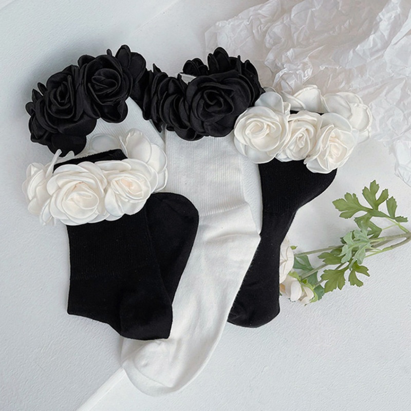 Youyo Vớ Mắt Cá Chân Có Gân In Họa Tiết Hoa Trà 3D Phong Cách Lolita Vintage Thanh Lịch Trang Trí Nhà Cửa