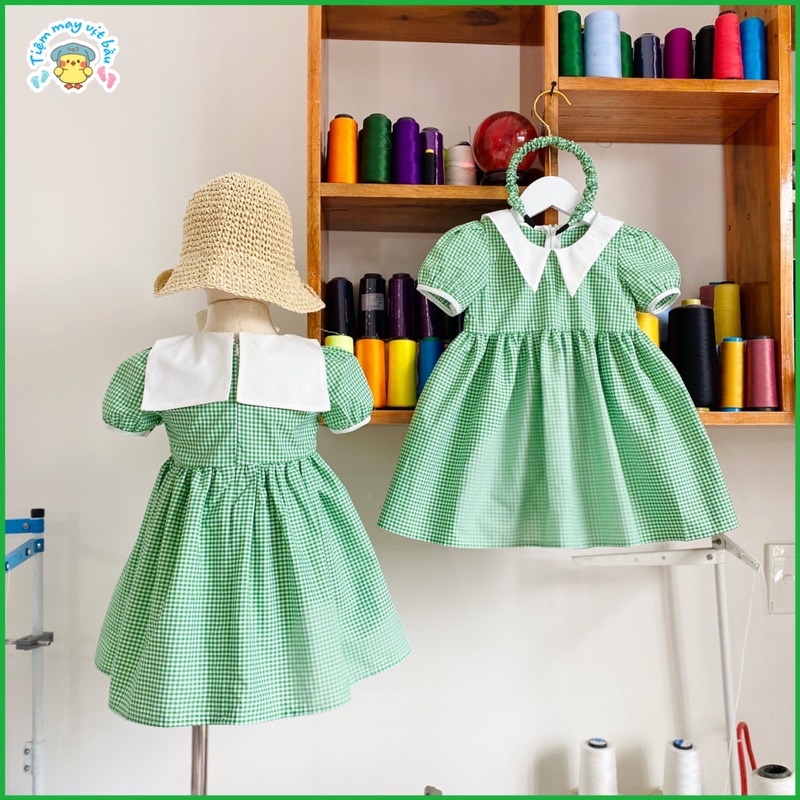 Váy Bé Gái Thiết Kế Chất Thô Cotton Xịn Shop  - Đầm Bé Gái Tiệm May Vịt Bầu Size 9 - 35KG