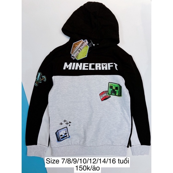 Áo nỉ hoodie có mũ Roblox Minecraft cho bé trai Thu đông 2022